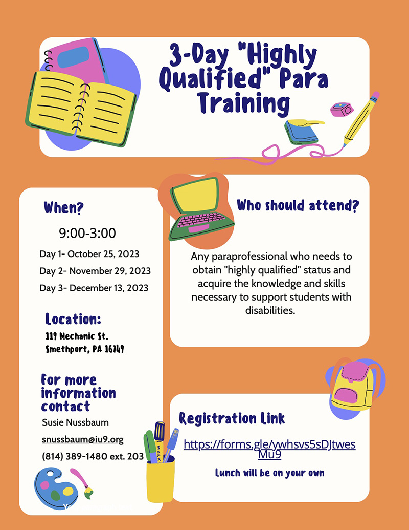 3-Day Highly Qualified Para Training flyer
